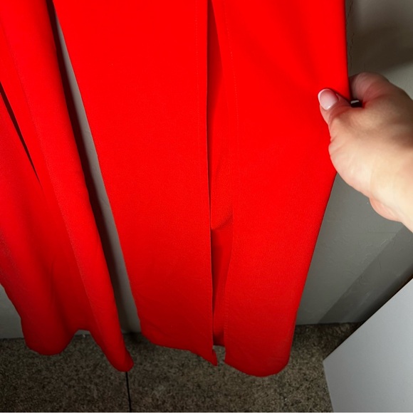 Bebe x Naven‎ Elegant Red Strapless Sweetheart Front Slits Jumpsuit - Picture 5 of 9